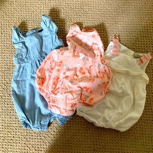 GAP/PIPER AND POSIE rompers bundle, 6-9m.